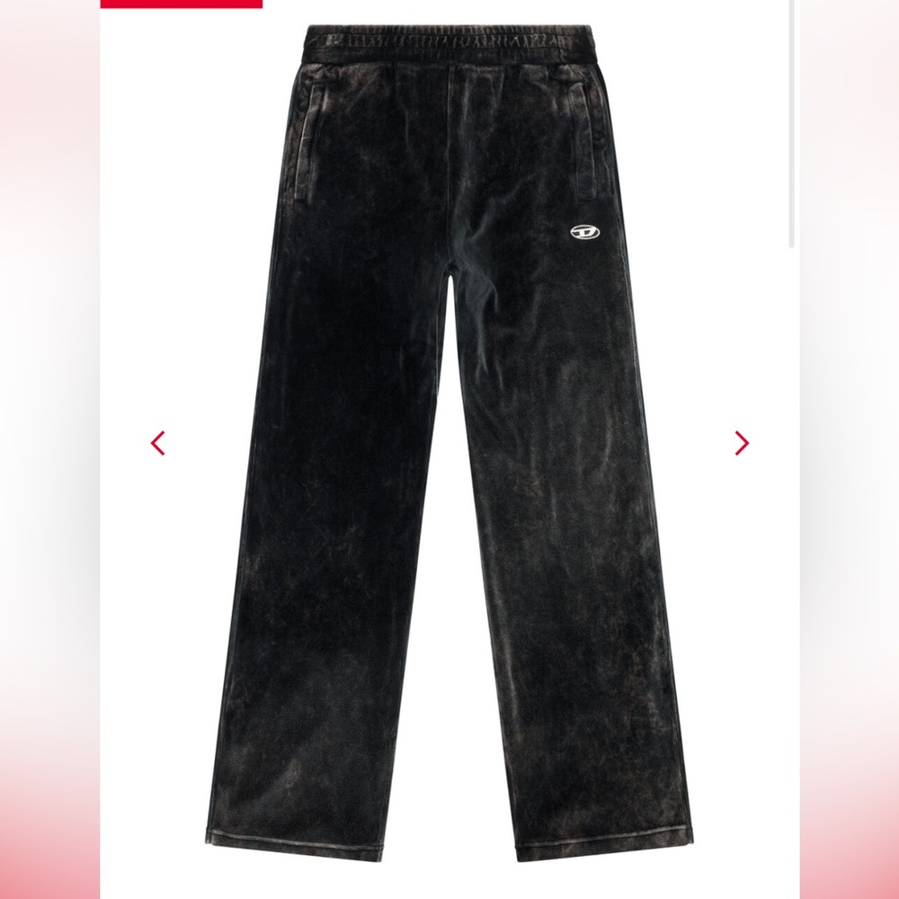 Diesel Black Velour sweatpants P-Zampband - Picture 4 of 8
